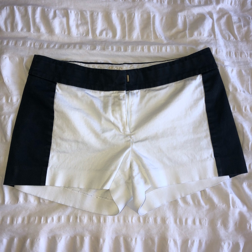 J Crew two-tone (white and dark navy) shorts